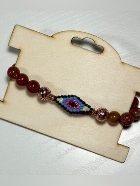 Handmade natural gemstone and seed beads bracelet